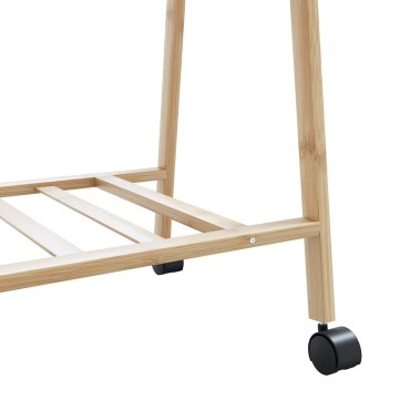 vidaXL Ράφι ρούχων με ράφια και ρόδες 132x45,5x155,5 εκ.Μπαμπού