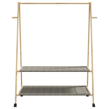 vidaXL Ράφι ρούχων με ράφια και ρόδες 132x45,5x155,5 εκ.Μπαμπού