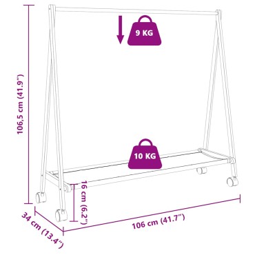 vidaXL Ράφι ρούχων με ράφια και ρόδες 106x34x106,5 cm Μπαμπού