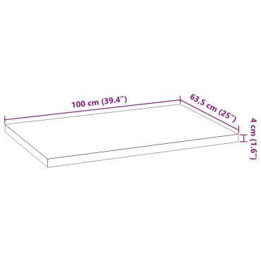 vidaXL πάγκος εργασίας κουζίνας 100x63,5x4cm στερεό δρυς ορθογώνιο