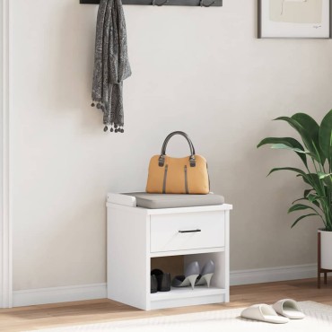 vidaXL Πάγκος διαδρόμου "SANDNES" Λευκό 45x40x50cm Πεύκο μασίφ ξύλο 1 τεμ.