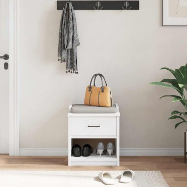 vidaXL Πάγκος διαδρόμου "SANDNES" Λευκό 45x40x50cm Πεύκο μασίφ ξύλο 1 τεμ.