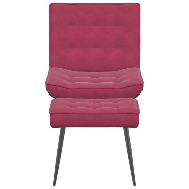 vidaXL Πολυθρόνα Relax Μπορντό Βελούδινη με Σκαμπό 64x74x84 cm 1 τεμ.