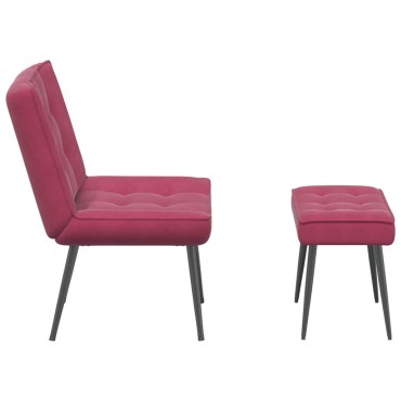 vidaXL Πολυθρόνα Relax Μπορντό Βελούδινη με Σκαμπό 64x74x84 cm 1 τεμ.