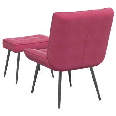 vidaXL Πολυθρόνα Relax Μπορντό Βελούδινη με Σκαμπό 64x74x84 cm 1 τεμ.