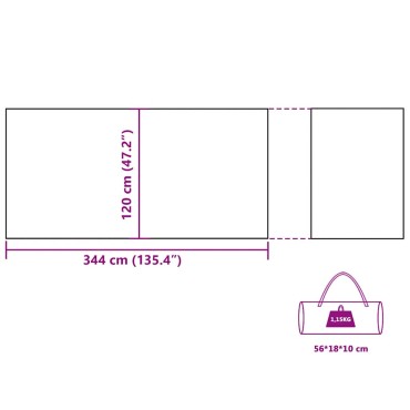 vidaXL Ανεμοφράκτης Κάμπινγκ Μπλε Αδιάβροχος 344x120 εκ.