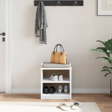 vidaXL Πάγκος διαδρόμου "SANDNES" Λευκό 45x40x50cm Πεύκο μασίφ ξύλο 1 τεμ.
