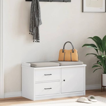 vidaXL Πάγκος διαδρόμου "SANDNES" Λευκό 87x40x50cm Πεύκο μασίφ ξύλο 1 τεμ.