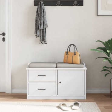 vidaXL Πάγκος διαδρόμου "SANDNES" Λευκό 87x40x50cm Πεύκο μασίφ ξύλο 1 τεμ.