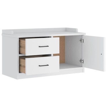 vidaXL Πάγκος διαδρόμου "SANDNES" Λευκό 87x40x50cm Πεύκο μασίφ ξύλο 1 τεμ.