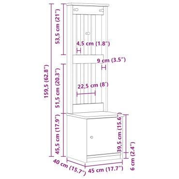 vidaXL Δέντρο χωλ SANDENS Λευκό 45x40x159,5cm Πεύκο μασίφ ξύλο