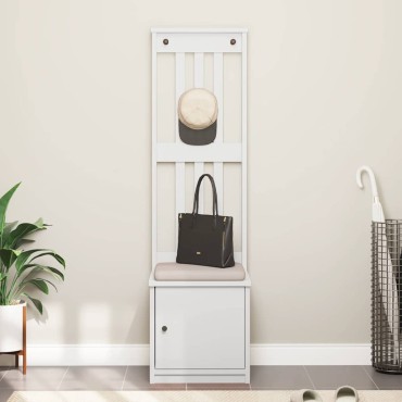 vidaXL Δέντρο χωλ SANDENS Λευκό 45x40x159,5cm Πεύκο μασίφ ξύλο