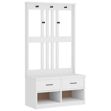 vidaXL Δέντρο χωλ SANDENS Λευκό 87x40x159,5cm Πεύκο μασίφ ξύλο