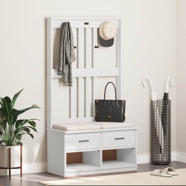 vidaXL Δέντρο χωλ SANDENS Λευκό 87x40x159,5cm Πεύκο μασίφ ξύλο