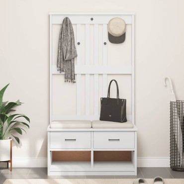 vidaXL Δέντρο χωλ SANDENS Λευκό 87x40x159,5cm Πεύκο μασίφ ξύλο