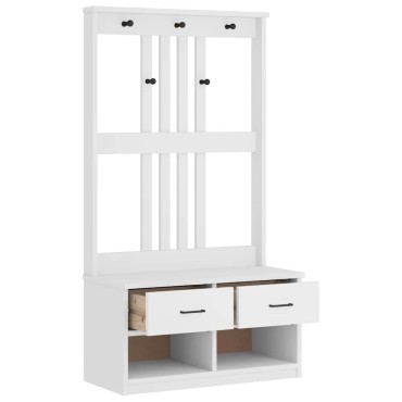 vidaXL Δέντρο χωλ SANDENS Λευκό 87x40x159,5cm Πεύκο μασίφ ξύλο