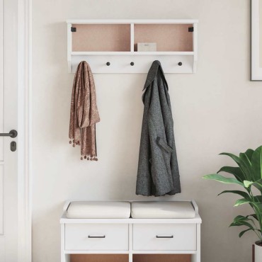 vidaXL Επίτοιχη κρεμάστρα παλτών SANDNES Λευκό 87x12x35 εκ. Πεύκο ξύλο