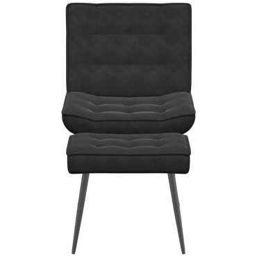 vidaXL Πολυθρόνα Relax Μαύρη Βελούδινη με Σκαμπό 64x74x84 cm 1 τεμ.