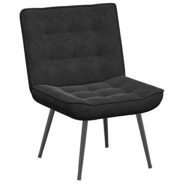 vidaXL Πολυθρόνα Relax Μαύρη Βελούδινη με Σκαμπό 64x74x84 cm 1 τεμ.