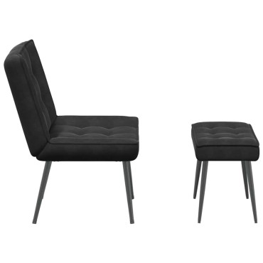 vidaXL Πολυθρόνα Relax Μαύρη Βελούδινη με Σκαμπό 64x74x84 cm 1 τεμ.