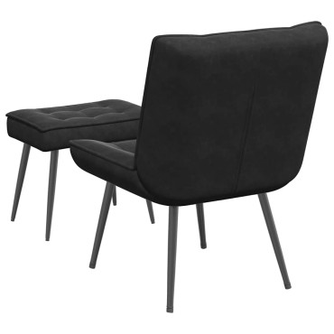 vidaXL Πολυθρόνα Relax Μαύρη Βελούδινη με Σκαμπό 64x74x84 cm 1 τεμ.