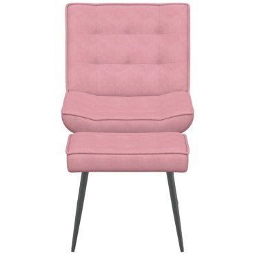 vidaXL Πολυθρόνα Relax Ροζ Βελούδινη με Σκαμπό 64x74x84 cm 1 τεμ.