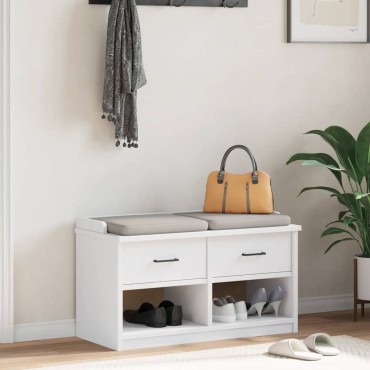 vidaXL Πάγκος διαδρόμου "SANDNES" Λευκό 87x40x50cm Πεύκο μασίφ ξύλο 1 τεμ.