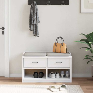 vidaXL Πάγκος διαδρόμου "SANDNES" Λευκό 87x40x50cm Πεύκο μασίφ ξύλο 1 τεμ.
