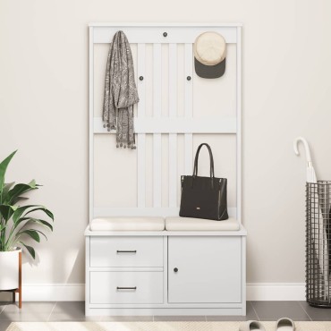 vidaXL Δέντρο χωλ SANDENS Λευκό 87x40x159,5cm Πεύκο μασίφ ξύλο