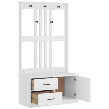 vidaXL Δέντρο χωλ SANDENS Λευκό 87x40x159,5cm Πεύκο μασίφ ξύλο