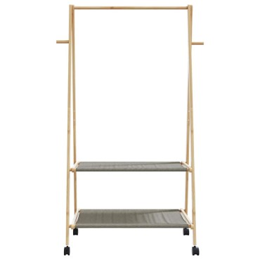 vidaXL Ράφι ρούχων με ράφια και ρόδες 96x45,5x155,5 cm Μπαμπού