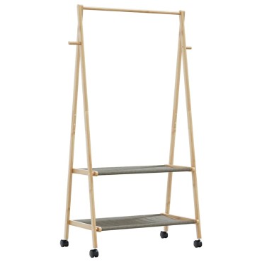 vidaXL Ράφι ρούχων με ράφια και ρόδες 96x45,5x155,5 cm Μπαμπού