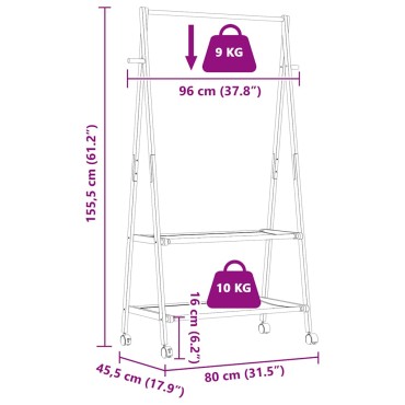 vidaXL Ράφι ρούχων με ράφια και ρόδες 96x45,5x155,5 cm Μπαμπού