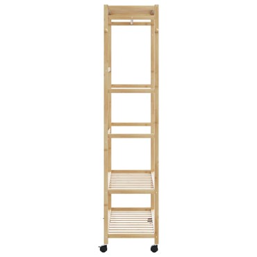vidaXL Ράφι ρούχων με ράφια και ρόδες 110x40x180 εκ. Μπαμπού