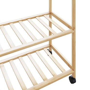 vidaXL Ράφι ρούχων με ράφια και ρόδες 110x40x180 εκ. Μπαμπού
