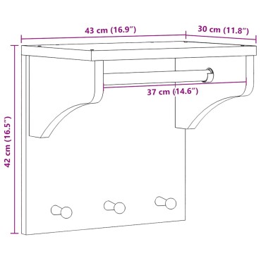 vidaXL Επίτοιχη κρεμάστρα παλτών SANDNES Λευκό 43x30x42 εκ. Πεύκο ξύλο