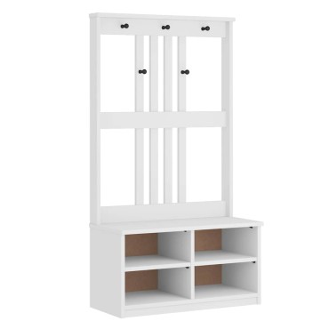 vidaXL Δέντρο χωλ SANDENS Λευκό 87x40x159,5cm Πεύκο μασίφ ξύλο