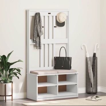 vidaXL Δέντρο χωλ SANDENS Λευκό 87x40x159,5cm Πεύκο μασίφ ξύλο