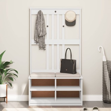vidaXL Δέντρο χωλ SANDENS Λευκό 87x40x159,5cm Πεύκο μασίφ ξύλο