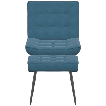 vidaXL Πολυθρόνα Relax Μπλε Βελούδινη με Σκαμπό 64x74x84 cm 1 τεμ.