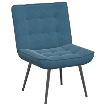 vidaXL Πολυθρόνα Relax Μπλε Βελούδινη με Σκαμπό 64x74x84 cm 1 τεμ.