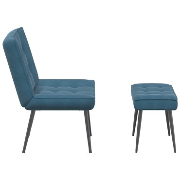 vidaXL Πολυθρόνα Relax Μπλε Βελούδινη με Σκαμπό 64x74x84 cm 1 τεμ.