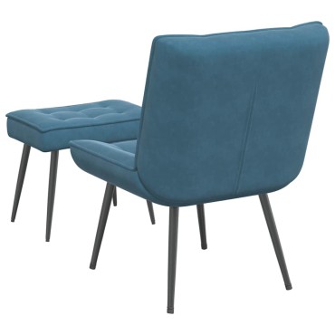 vidaXL Πολυθρόνα Relax Μπλε Βελούδινη με Σκαμπό 64x74x84 cm 1 τεμ.