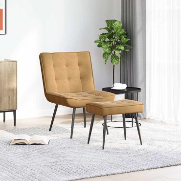 vidaXL Πολυθρόνα Relax Καφέ Βελούδινη με Σκαμπό 64x74x84 cm 1 τεμ.