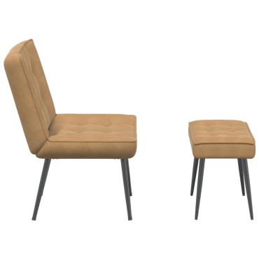 vidaXL Πολυθρόνα Relax Καφέ Βελούδινη με Σκαμπό 64x74x84 cm 1 τεμ.