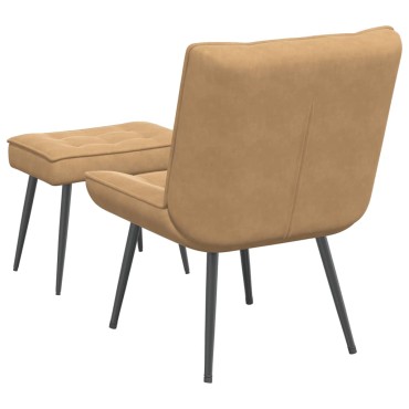 vidaXL Πολυθρόνα Relax Καφέ Βελούδινη με Σκαμπό 64x74x84 cm 1 τεμ.