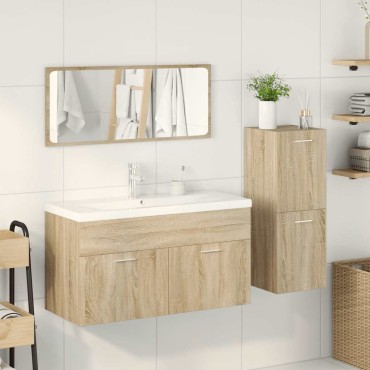 vidaXL Σετ Επίπλων Μπάνιου 4 τεμ. Sonoma Δρυς Επεξεργασμένο Ξύλο 91x39x18cm