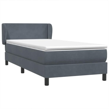 vidaXL Box Spring Κρεβάτι με στρώμα Σκούρο γκρι 80x210cm Βελούδινο 1 τεμ. - Μονό