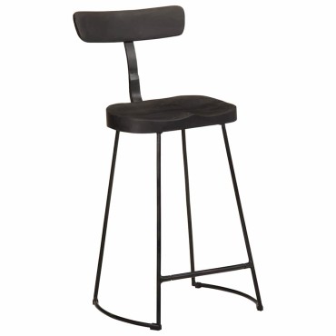 vidaXL Σκαμπό Μπαρ 2 τεμ. Μαύρα 49x43x88cm από Μασίφ Ξύλο Μάνγκο