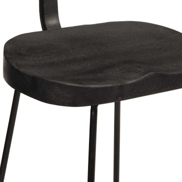 vidaXL Σκαμπό Μπαρ 2 τεμ. Μαύρα 49x43x88cm από Μασίφ Ξύλο Μάνγκο